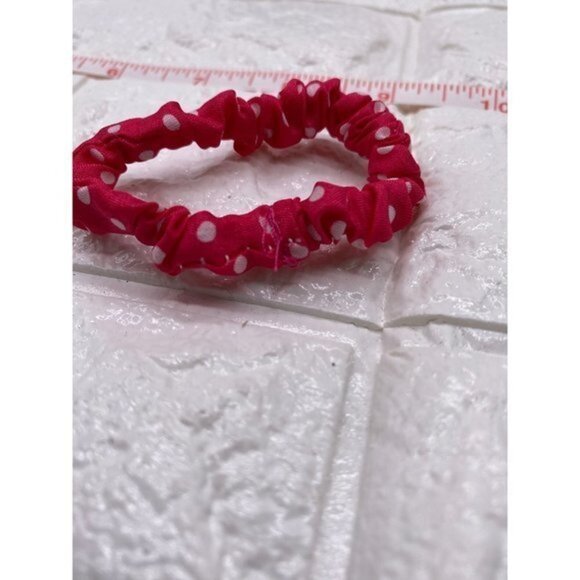 Polka Dot Scrunchie Lot 5 pcs Pink and White - Picture 6 of 7